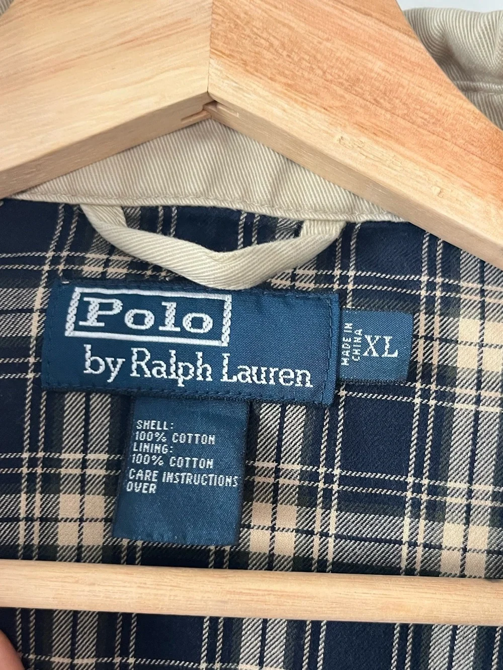 Vintage Polo Ralph Lauren Classic Khaki Harrington Jacket Plaid Lining Old Money